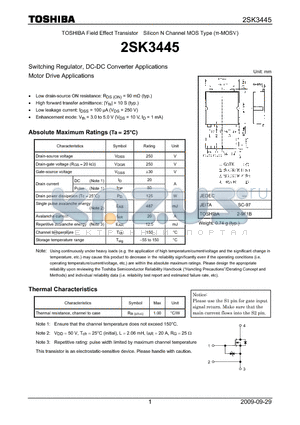 2SK3445 datasheet - Switching Regulator, DC-DC Converter Applications