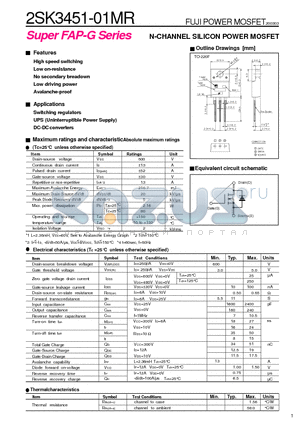 2SK3451-01MR datasheet - N-CHANNEL SILICON POWER MOSFET