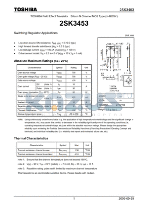 2SK3453 datasheet - Switching Regulator Applications