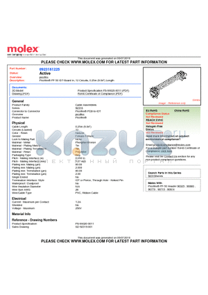 0923161225 datasheet - Picoflex PF-50 IDT-Board In, 12 Circuits, 0.25m (9.84