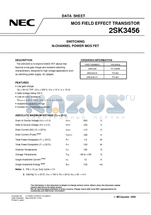 2SK3456-ZJ datasheet - SWITCHING N-CHANNEL POWER MOSFET