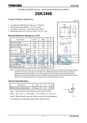 2SK3466_10 datasheet - Chopper Regulator Applications