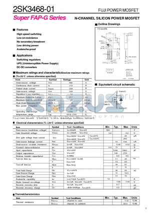 2SK3468-01 datasheet - N CHANNEL SILICON POWER MOSFET