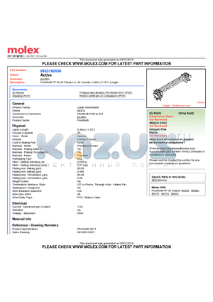 0923162030 datasheet - Picoflex^ PF-50 IDT-Board In, 20 Circuits, 0.30m (11.81