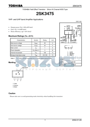 2SK3475 datasheet - VHF-and UHF-band Amplifier Applications