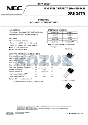 2SK3479 datasheet - SWITCHING N-CHANNEL POWER MOSFET
