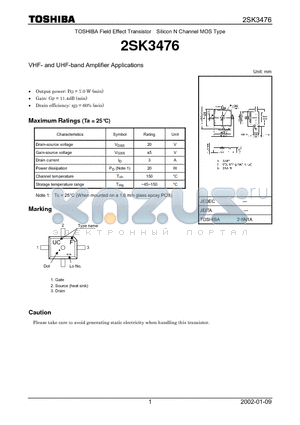 2SK3476 datasheet - TOSHIBA Field Effect Transistor Silicon N Channel MOS Type