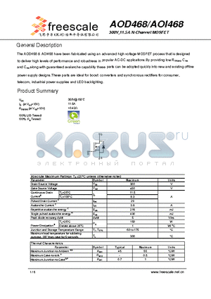 AOI468 datasheet - 300V,11.5A N-Channel MOSFET