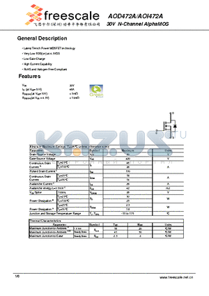 AOI472A datasheet - 30V N-Channel AlphaMOS