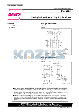 2SK3491 datasheet - Ultrahigh-Speed Switching Applications
