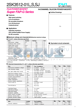 2SK3512-S datasheet - N-CHANNEL SILICON POWER MOSFET