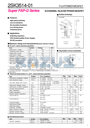 2SK3514-01 datasheet - N CHANNEL SILICON POWER MOSFET