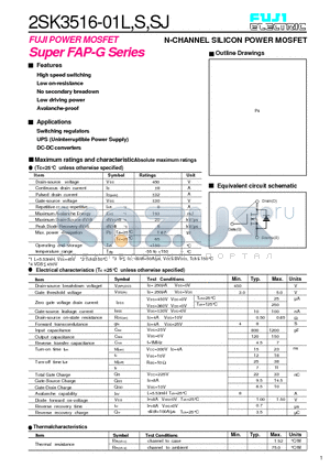 2SK3516-01S datasheet - N-CHANNEL SILICON POWER MOSFET