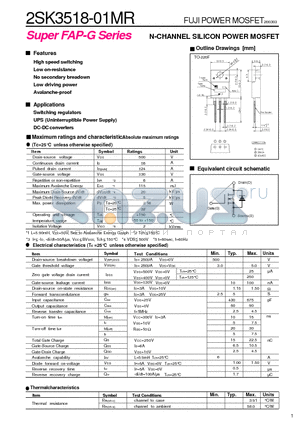 2SK3518-01MR datasheet - N-CHANNEL SILICON POWER MOSFET