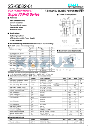 2SK3522-01 datasheet - N-CHANNEL SILICON POWER MOSFET