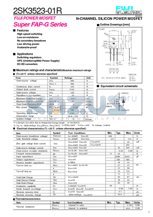 2SK3523-01R datasheet - N-CHANNEL SILICON POWER MOSFET