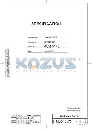 2SK3523-01R datasheet - POWER MOSFET