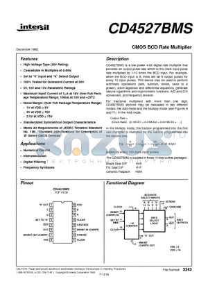 CD4527 datasheet - CMOS BCD Rate Multiplier