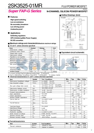 2SK3525-01MR datasheet - N-CHANNEL SILICON POWER MOSFET