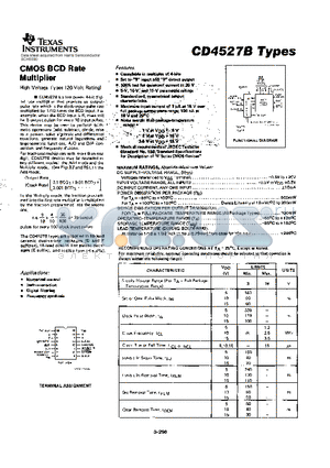 CD4527B datasheet - CMOS BCD RATE MULTIPLIER