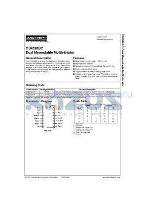 CD4528 datasheet - Dual Monostable Multivibrator