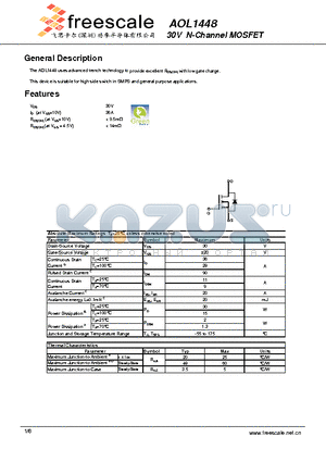 AOL1448 datasheet - 30V N-Channel MOSFET