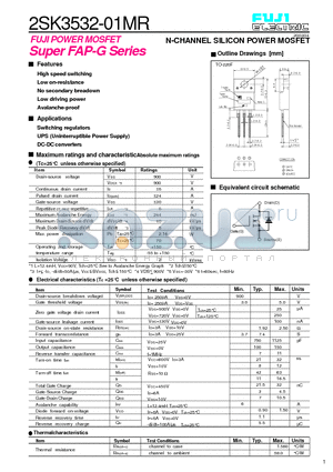 2SK3532-01MR datasheet - N-CHANNEL SILICON POWER MOSFET