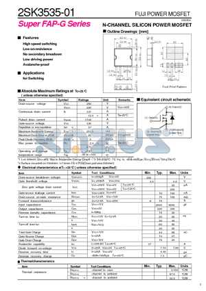2SK3535-01 datasheet - N-CHANNEL SILICON POWER MOSFET