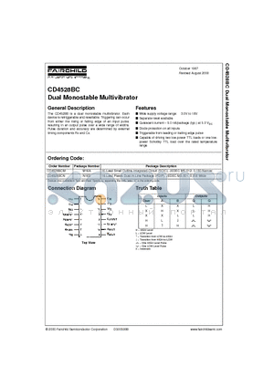 CD4528BCN datasheet - Dual Monostable Multivibrator