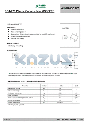 2SK3541M3T5 datasheet - SOT-723 Plastic-Encapsulate MOSFETS