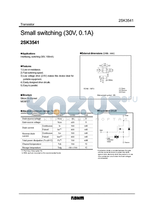 2SK3541 datasheet - Small switching (30V, 0.1A)
