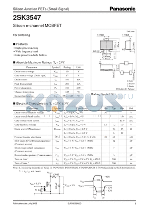 2SK3547 datasheet - Silicon n-channel MOSFET