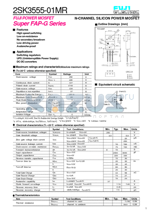 2SK3555-01MR datasheet - N-CHANNEL SILICON POWER MOSFET