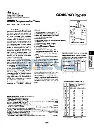 CD4536B datasheet - CMOS PROGRAMMABLE TIMER