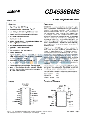 CD4536BMS datasheet - CMOS Programmable Timer