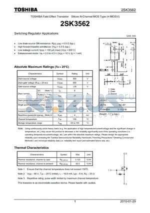 2SK3562 datasheet - Switching Regulator Applications