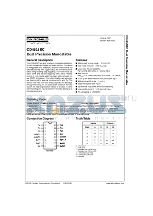 CD4538BCN datasheet - Dual Precision Monostable