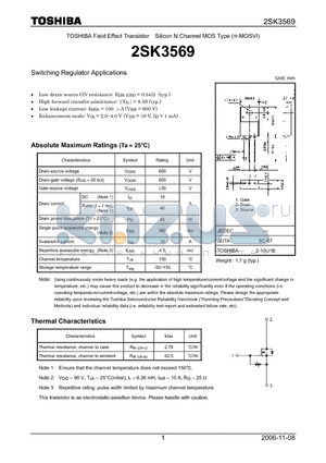 2SK3569_06 datasheet - Silicon N Channel MOS Type Switching Regulator Applications