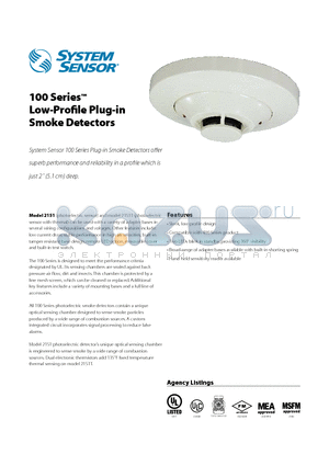 2151 datasheet - Low-Profile Plug-in Smoke Detectors
