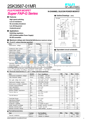 2SK3587-01MR datasheet - N-CHANNEL SILICON POWER MOSFET