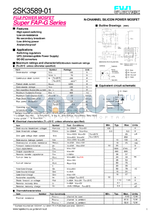 2SK3589-01 datasheet - N-CHANNEL SILICON POWER MOSFET