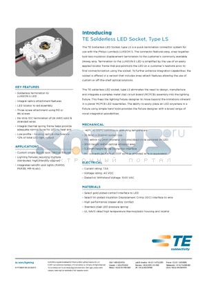 2154235-2 datasheet - TE Solderless LED Socket, Type LS