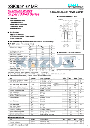 2SK3591-01MR datasheet - N-CHANNEL SILICON POWER MOSFET