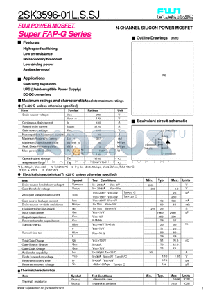 2SK3596-01L datasheet - N-CHANNEL SILICON POWER MOSFET