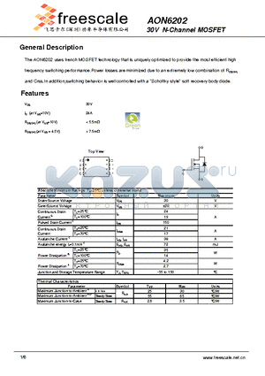 AON6202 datasheet - 30V N-Channel MOSFET