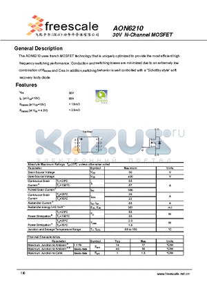 AON6210 datasheet - 30V N-Channel MOSFET