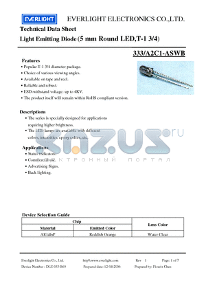 A2C1-ASWB datasheet - Light Emitting Diode (5 mm Round LED,T-1 3/4)