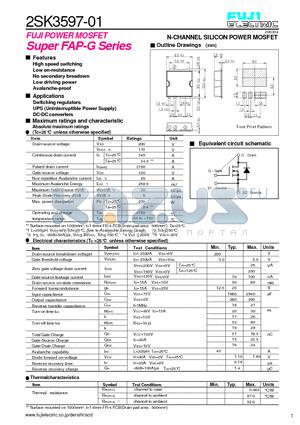 2SK3597-01 datasheet - POWER MOSFET N-CHANNEL SILICON POWER MOSFET