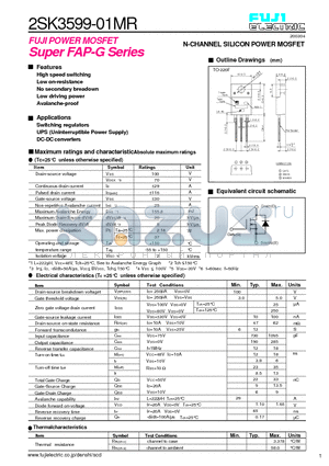 2SK3599-01MR datasheet - N-CHANNEL SILICON POWER MOSFET