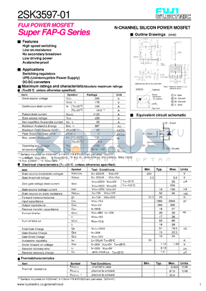 2SK3597 datasheet - N-CHANNEL SILICON POWER MOSFET